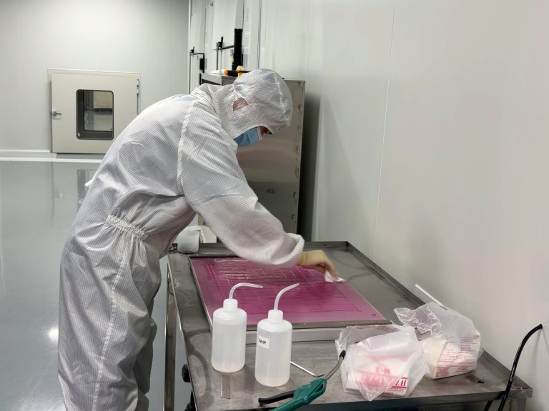 Coated panels stacked in trays